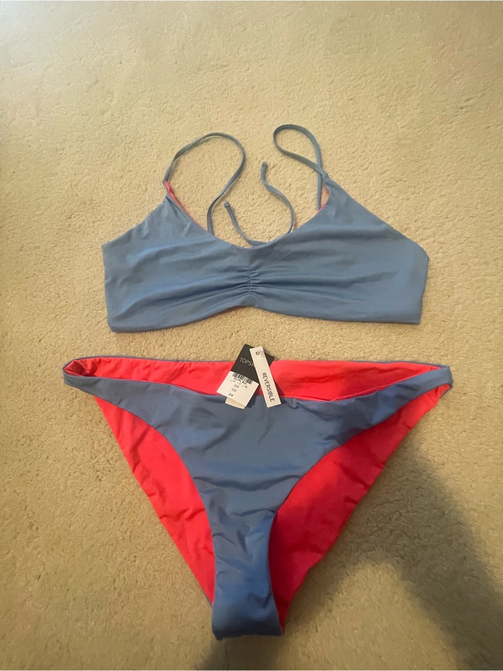 Topshop Reversible Blue and Red Bikini Set